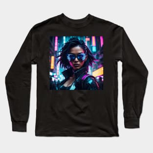 Black Cyberpunk Girl Long Sleeve T-Shirt